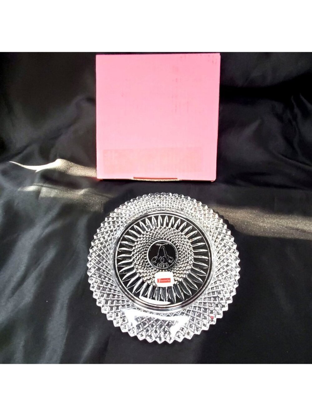 VTG Fostoria Avon 92nd Anniversary Lead Crystal Plate 1978 American Original Box